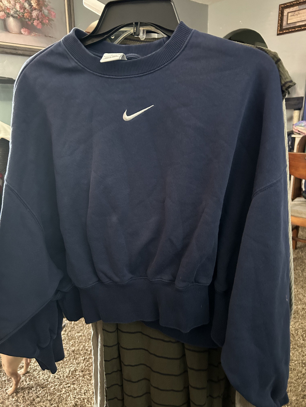 Nike Jordan Navy Blue Cropped Sweatshirt Small